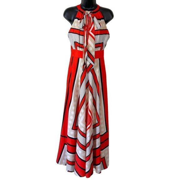 Eliza J Scarf Print Crepe de Chine Fit & Flare Sleeveless Maxi Dress - Picture 15 of 16